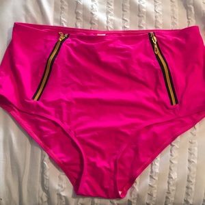 Hot pink high waisted bikini bottoms
